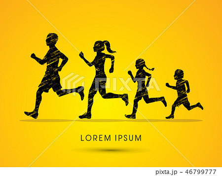Family running silhouettes graphic vector Family running silhouettes graphic vector 46799777