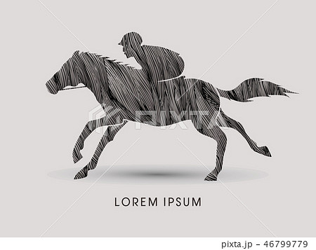 Horse with jockey, Horse racing graphic vector. 46799779