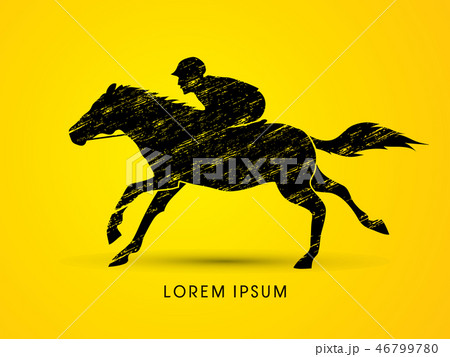 Horse with jockey, Horse racing graphic vector. 46799780