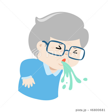 Grandpa vomiting cartoon vector 46800681