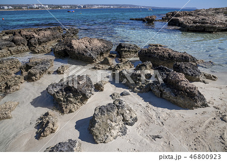 Volcanic stones on coast of Cyprus island Volcanic stones on coast of Cyprus island 46800923