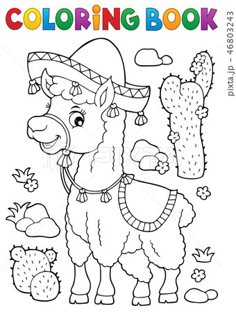 Coloring book llama in sombrero Coloring book llama in sombrero 46803243