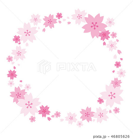 桜のフレーム 丸型 円形 のイラスト素材