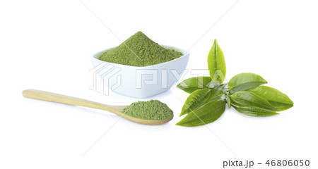 Powder green tea and green tea leaf Powder green tea and green tea leaf 46806050