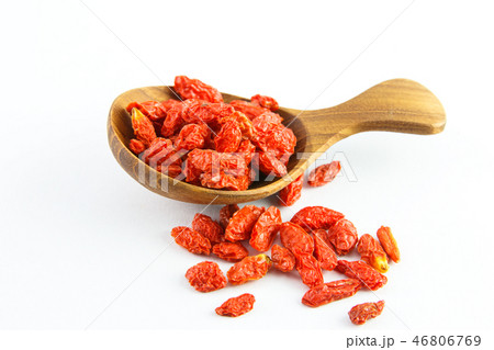 Dried goji berries in wooden spoon  46806769