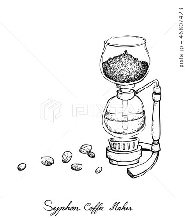 Hand Drawn of Syphon Coffee Maker Coffee Beans 46807423