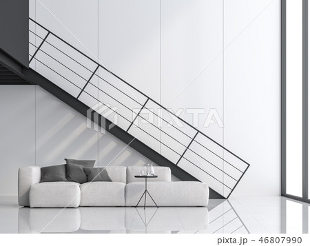 Minimal high ceiling living room 3d render Minimal high ceiling living room 3d render 46807990