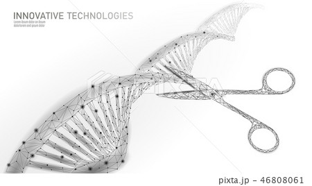 DNA 3D structure editing medicine concept. Low poly polygonal triangle gene therapy cure genetic 46808061