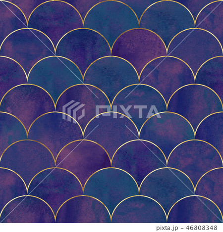 Mermaid fish scale wave japanese seamless pattern 46808348
