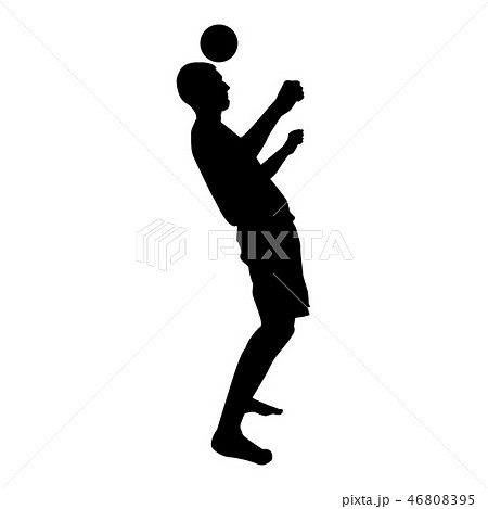 Man kicks the ball on head. Soccer player taps Man kicks the ball on head. Soccer player taps 46808395