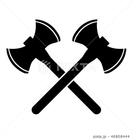 Two double-faced viking axes icon black color 46808444