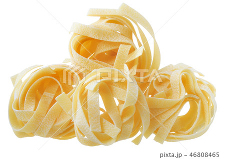 pasta pappardelle nest tower close up on isolated 46808465