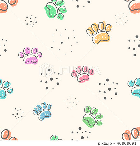 Dog Paw Cute Seamles Patternのイラスト素材 46808691 Pixta