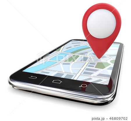 Red GPS Pointer on Map. Red GPS Pointer on Map. 46809702