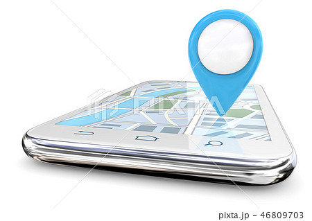 Blue GPS pointer and Smartphone. 46809703