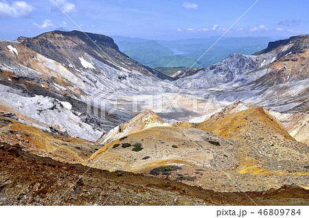 安達太良山の牛の背から立入禁止の沼ノ平を見下ろす 46809784