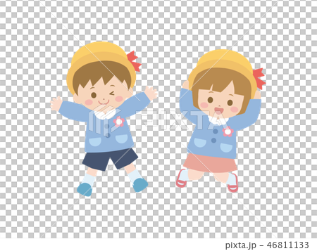 ジャンプする園児のイラスト ジャンプする園児のイラスト 46811133