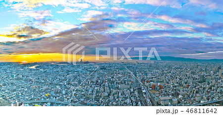 【阿倍野ハルカス展望台からの眺望 (夕景)】 (高解像度版) 大阪府大阪市阿倍野区阿倍野筋１ 46811642