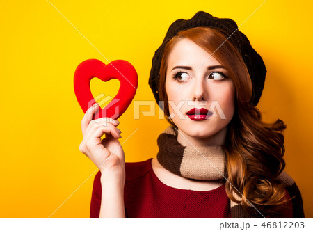 girl with shape heart symbol girl with shape heart symbol 46812203