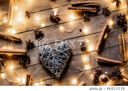 Heart shape decoration and Christmas lights Heart shape decoration and Christmas lights 46813538