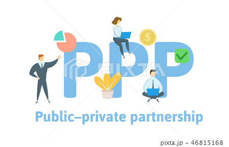 PPP, Public-private partnership. Concept with keywords, letters and icons. Flat vector illustration 46815168