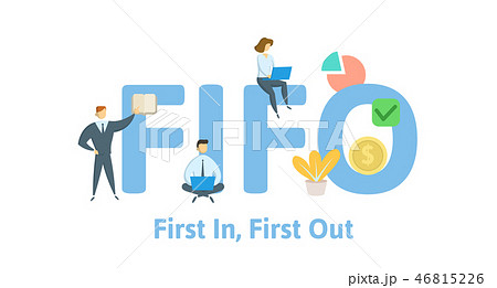 FIFO, first in, first out. Concept with keywords, letters and icons. Flat vector illustration 46815226