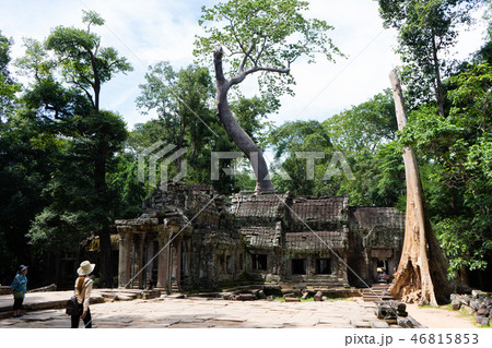 tourist travel at Ta prohm temple tourist travel at Ta prohm temple 46815853