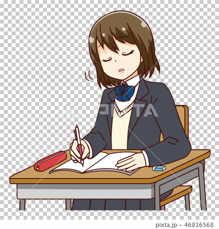 Girl Student Class Doze Stock Illustration