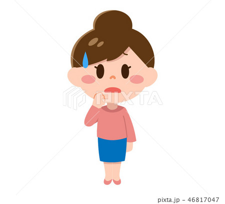 困る女性のイラスト素材