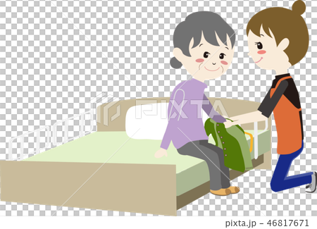 介護　ヘルパー　更衣介助　高齢者　 46817671