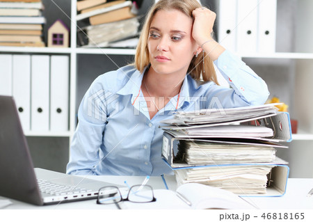 Lot of work wait for tired and exhausted woman 46818165