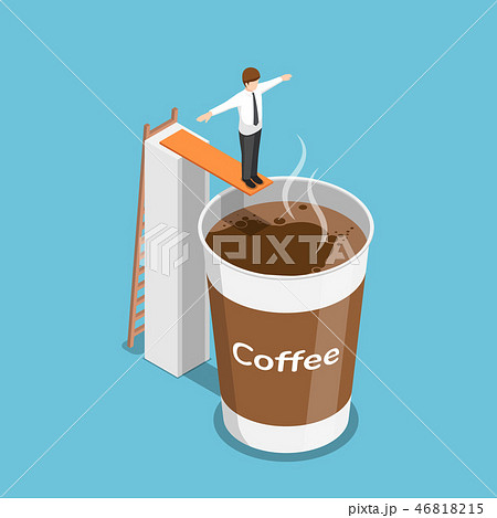 Businessman ready to jump into a cup of coffee 46818215