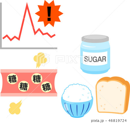 炭水化物と血糖値急上昇のグラフのイラスト素材
