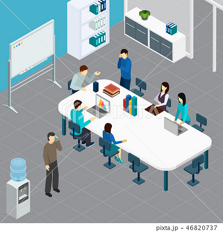 Work Meeting Office Isometric Illustration 46820737