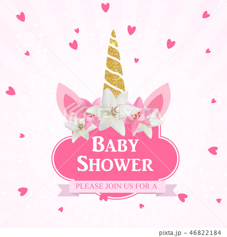 Baby shower with unicorn invitation. Vector Baby shower with unicorn invitation. Vector 46822184