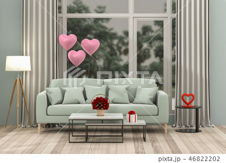 interior valentine heart and gift valentine. 46822202