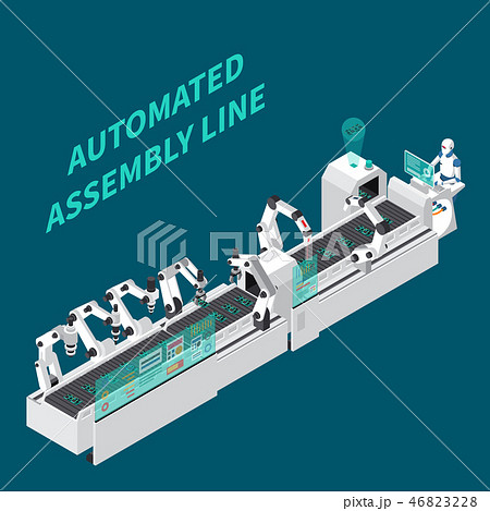 Assembly Line Isometric Background Assembly Line Isometric Background 46823228