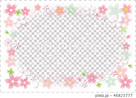 桜のフレーム ポストカード 背景素材 ピンク ドット柄のイラスト素材