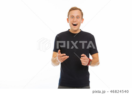 Happy emotional man wanting to talk with you 46824540