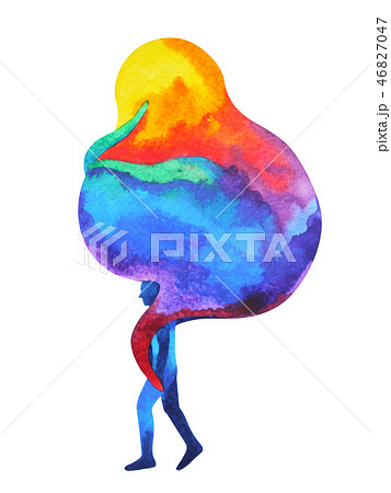 human carrying abstract monster ghost on shoulder human carrying abstract monster ghost on shoulder 46827047