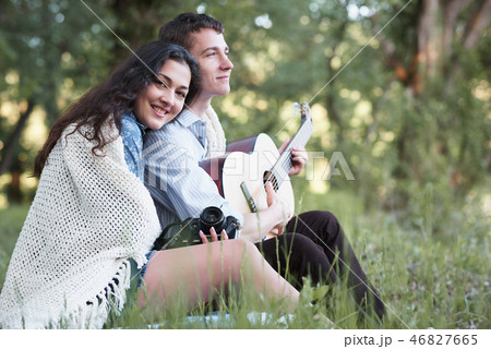 young couple are in the forest, romantic feelings 46827665