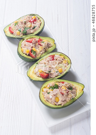 Avocado stuffed with salad Avocado stuffed with salad 46828755