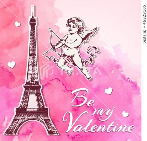 Watercolor vintage Valentine background Watercolor vintage Valentine background 46829105