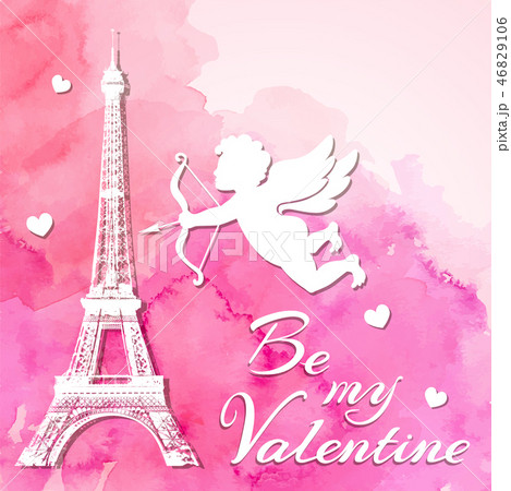 Watercolor romantic Valentine background 46829106