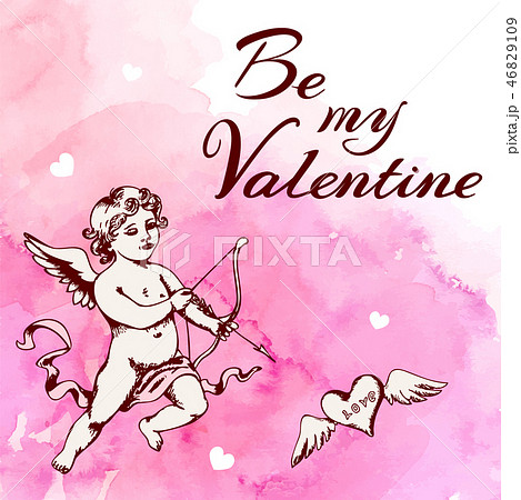 Vintage Valentine card with cupid 46829109