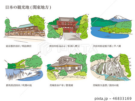 Tourist Attractions In Japan Kanto Region Stock Illustration