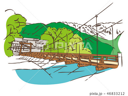 長野県松本市 河童橋のイラスト素材