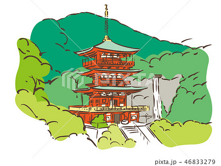 和歌山県東牟婁郡 青岸渡寺のイラスト素材