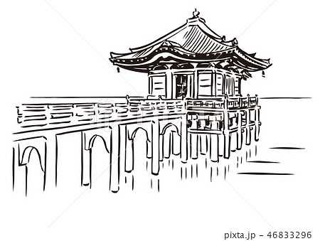 滋賀県大津市 満月寺浮御堂のイラスト素材