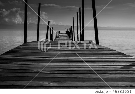 Black White Monochrome old wooden bridge Black White Monochrome old wooden bridge 46833651